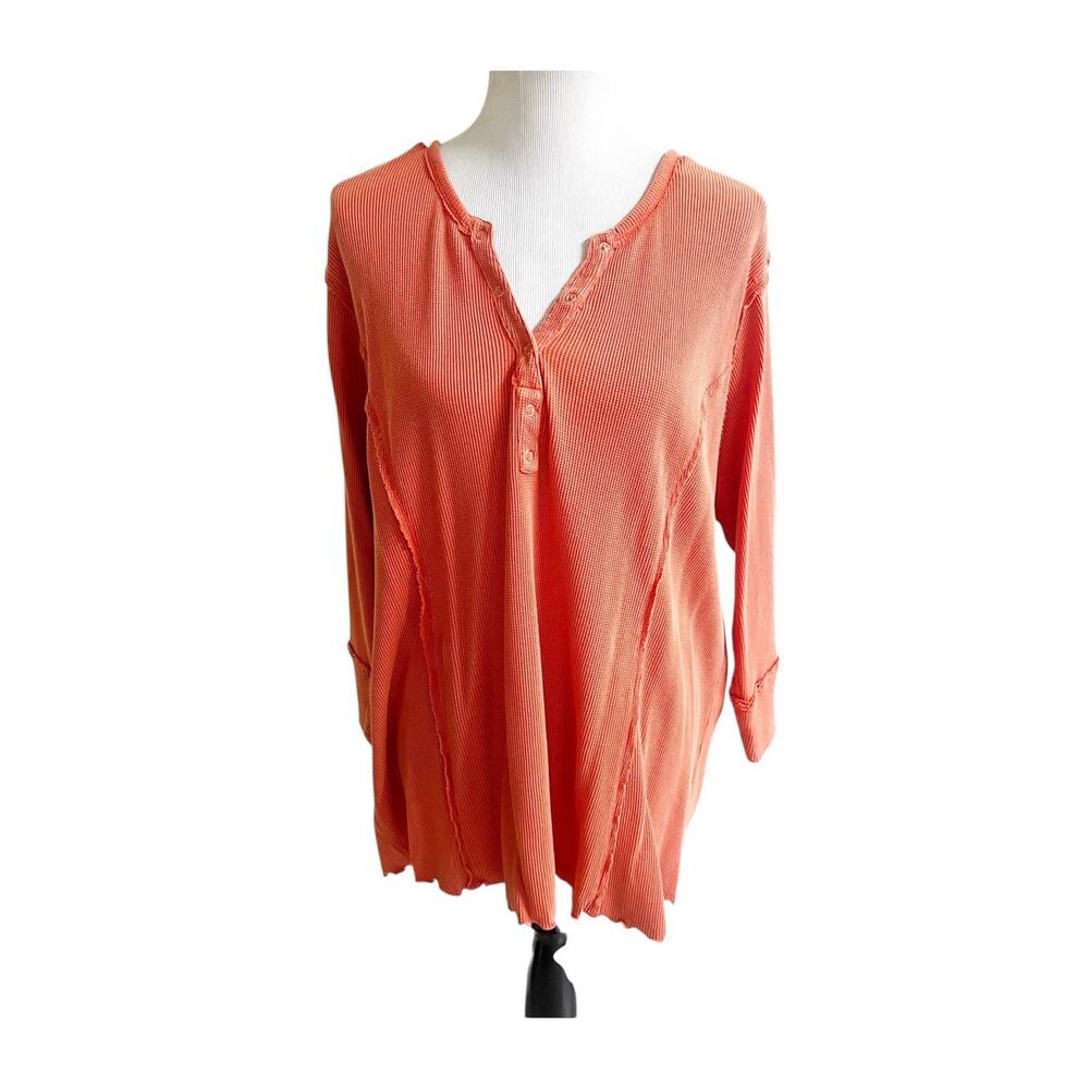 Soft Surroundings Thermal Dolman Sleeve Orange Size 3X NWT V-Neck 3/4 Sleeve